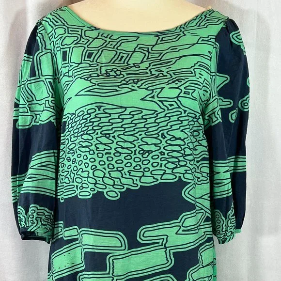 Needle & Thread Green & Blue Graphic Abstract Print Dress Size Small - Picture 4 of 7